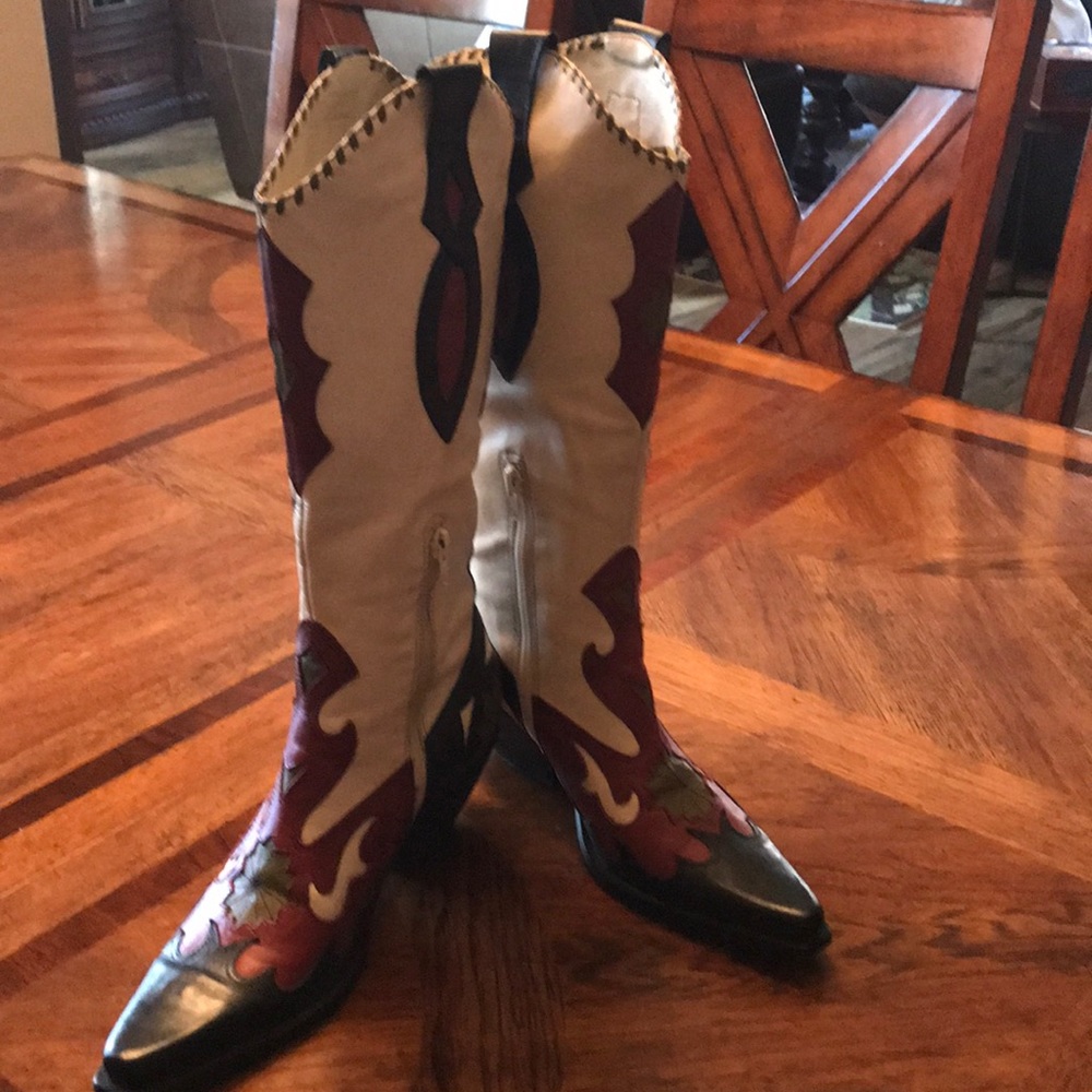 BCBG leather cowboy boots